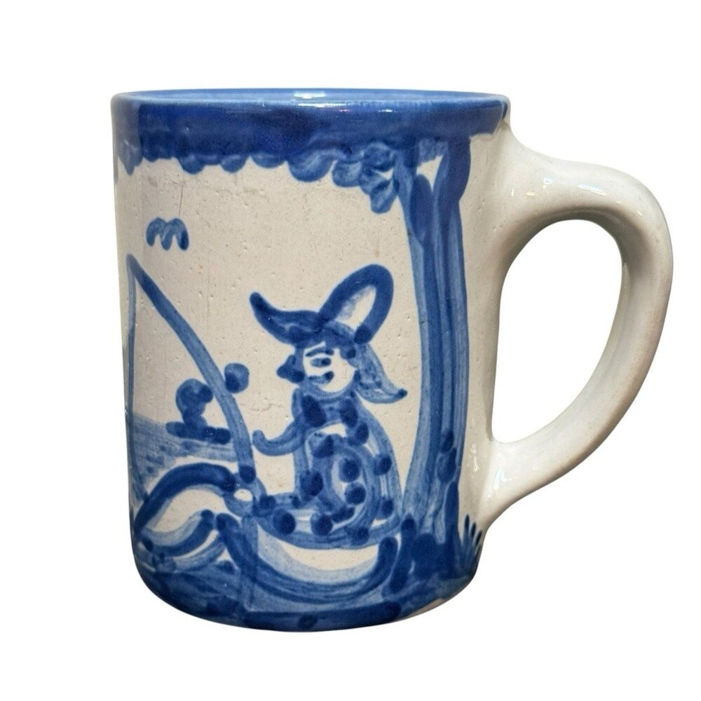Vintage M.A. Hadley "The End" Fisherman Art Pottery Coffee Tea Cocoa Hot Mug